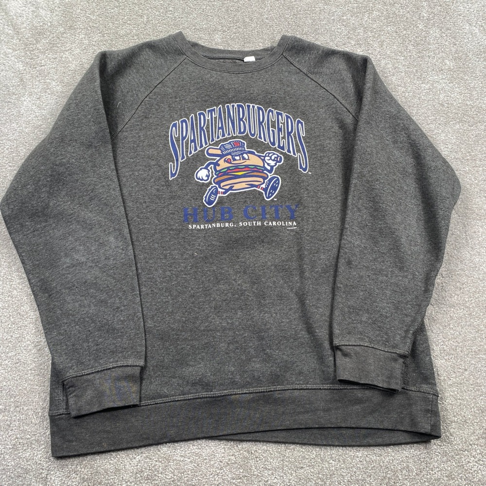 Spartanburgers Hub City  League 91 Sweatshirt Mens Large Gray Raglan Crewneck